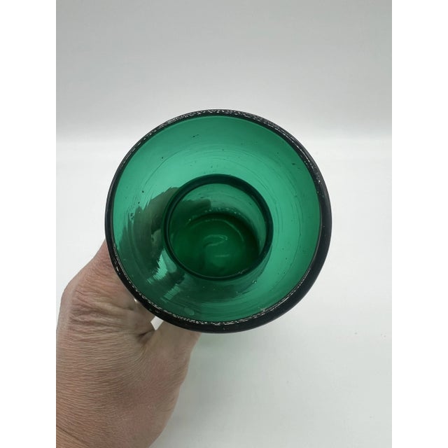 American Antique Blown Dark Green Glass Hyacinth Vase, Bristol, England, Circa 1840's For Sale - Image 3 of 11