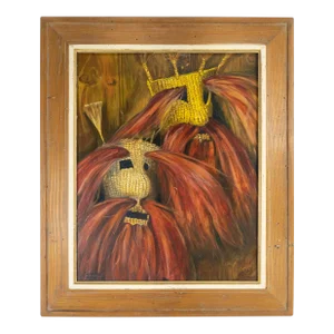American Oil Painting of Mexican Masks by James