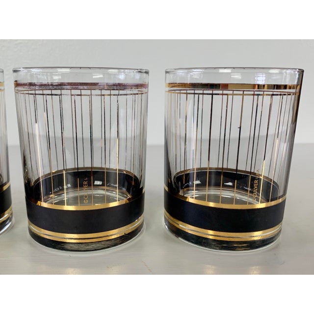 MidCentury Culver Ltd. Black & 24k Gold Striped Cocktail Glasses Set of 4 Chairish