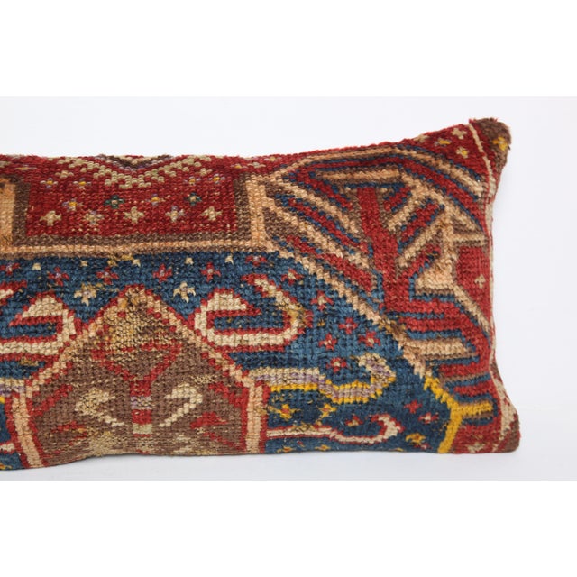 Antique Tribal Turkish Blue Tones Sofa Rug Pillow Cover -14'' X 31'' For Sale - Image 4 of 8