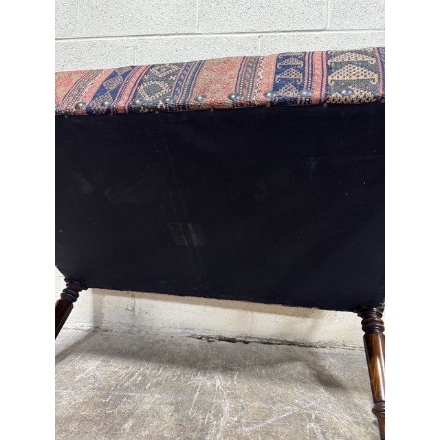 Wood Vintage Boho Custom Kilim Ottoman For Sale - Image 7 of 9