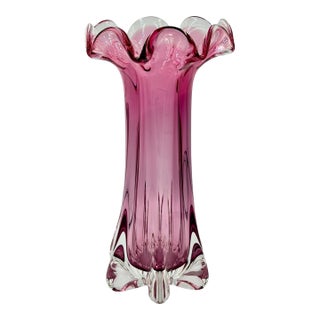Mid-Century Czech Art Glass Vase, Josef Hospodka, Chřibská (Rubin Glass) 1960s For Sale