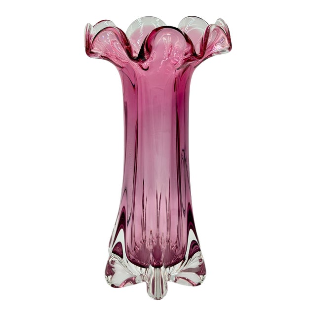 Mid-Century Czech Art Glass Vase, Josef Hospodka, Chřibská (Rubin Glass) 1960s For Sale