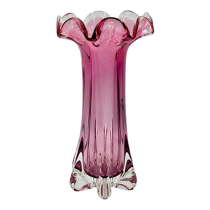 Mid-Century Czech Art Glass Vase, Josef Hospodka, Chřibská (Rubin Glass) 1960s