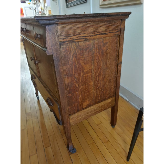 Early 20th Century Diminutive Quarter Sawn Oak Buffet Sideboard For Sale - Image 4 of 12
