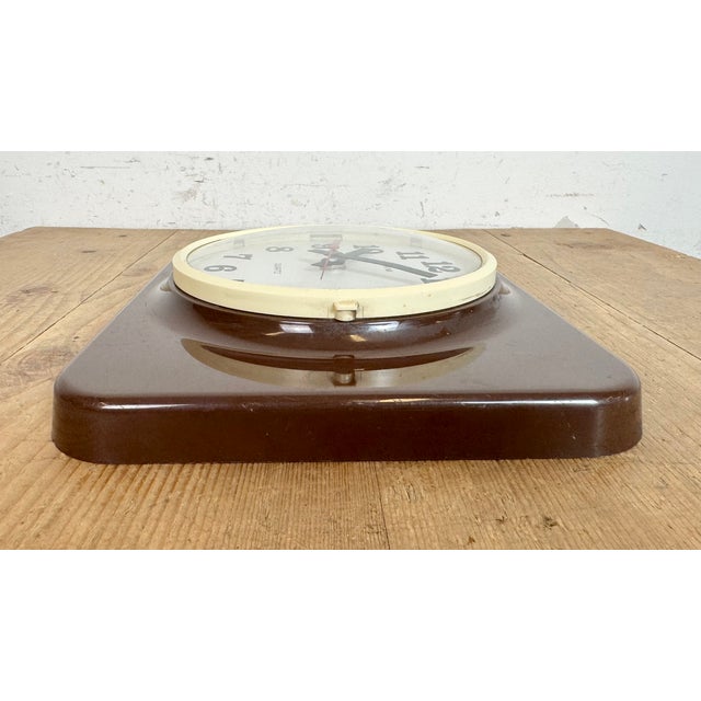 Vintage Brown Plastic Wall Clock from Prim, 1970s For Sale - Image 9 of 17
