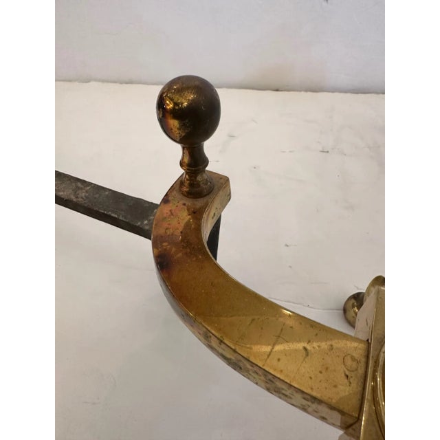 Classic Cast Brass Chippendale Style Andirons -A Pair For Sale - Image 9 of 9