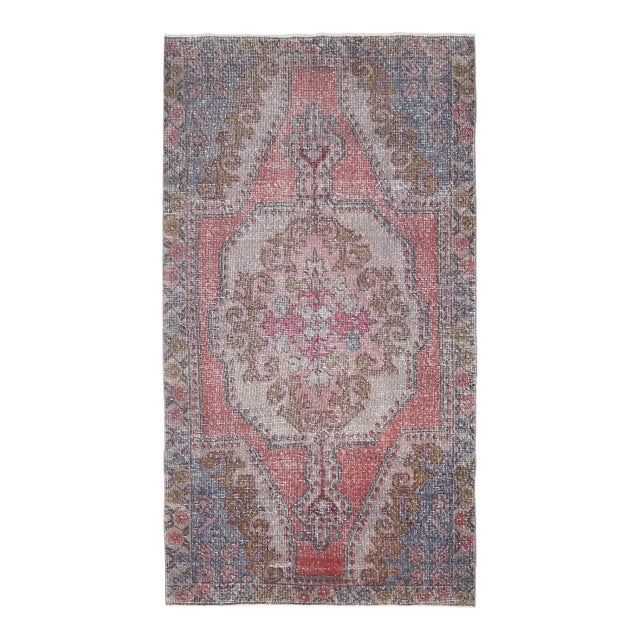 1970s Turkish Oushak Handmade Wool Cotton Pink Area Rug For Sale