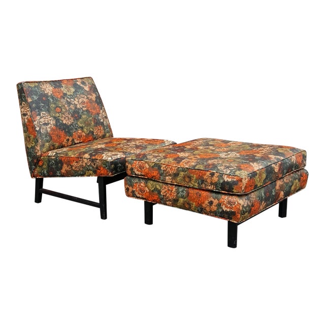 Dunbar Slipper Lounge Chair and Ottoman For Sale