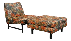 Dunbar Slipper Lounge Chair and Ottoman