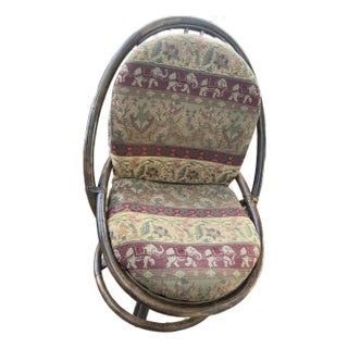 Mid 20th Century Mid Century Boho Chic Swivel Rattan Rocker With Pad For Sale