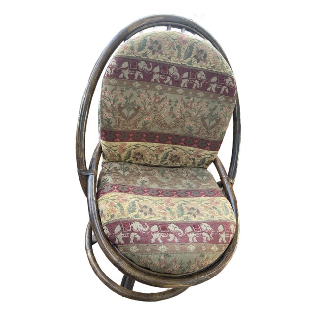 Mid 20th Century Mid Century Boho Chic Swivel Rattan Rocker With Pad For Sale