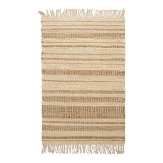 Rug & Kilim's Modern Flatweave Rug in Beige and Gold With Striped Design For Sale