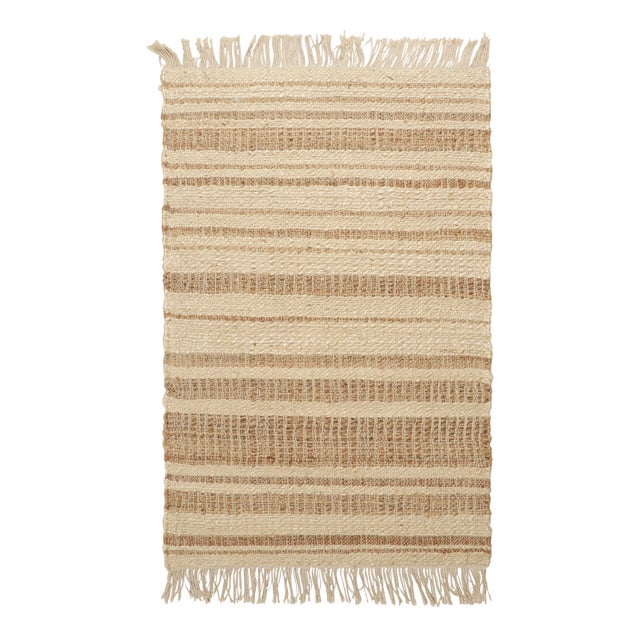 Rug & Kilim's Modern Flatweave Rug in Beige and Gold With Striped Design For Sale
