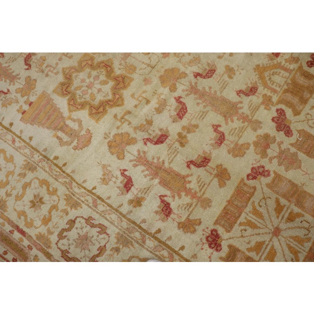 Antique Zabihi Collection Pictorial Ivory Oushak Rug - 9'2" x 15'2" For Sale - Image 12 of 12