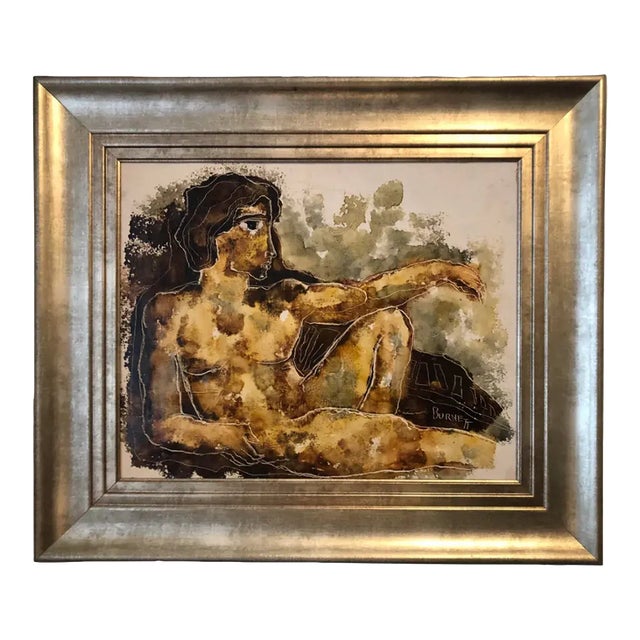 1960s Calvin Burnett Male Nude Oil on Canvas For Sale