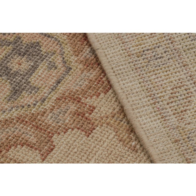Textile Rug & Kilim’s Distressed Style Rug in Beige-Brown and Green Geometric Patterns For Sale - Image 7 of 7
