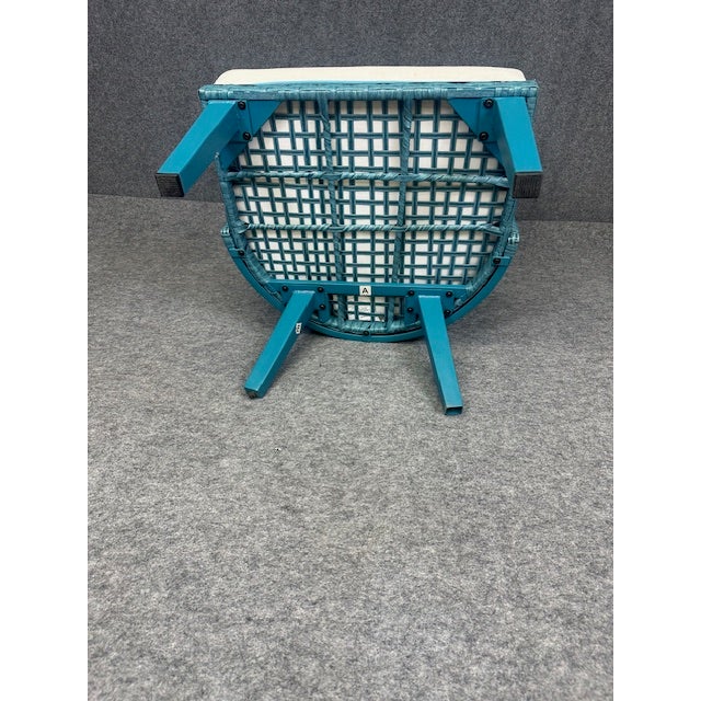 Cerulean 1960s Contemporary Cerulean & White High Back Indoor/Outdoor Chair For Sale - Image 8 of 8