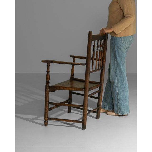 English 19th Century English Yorkshire Oak Spindle-Back Armchair For Sale - Image 3 of 18