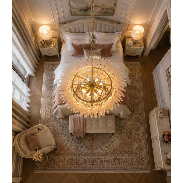 Monumental Pink Glass Leaf Chandelier, 1990 For Sale - Image 4 of 8