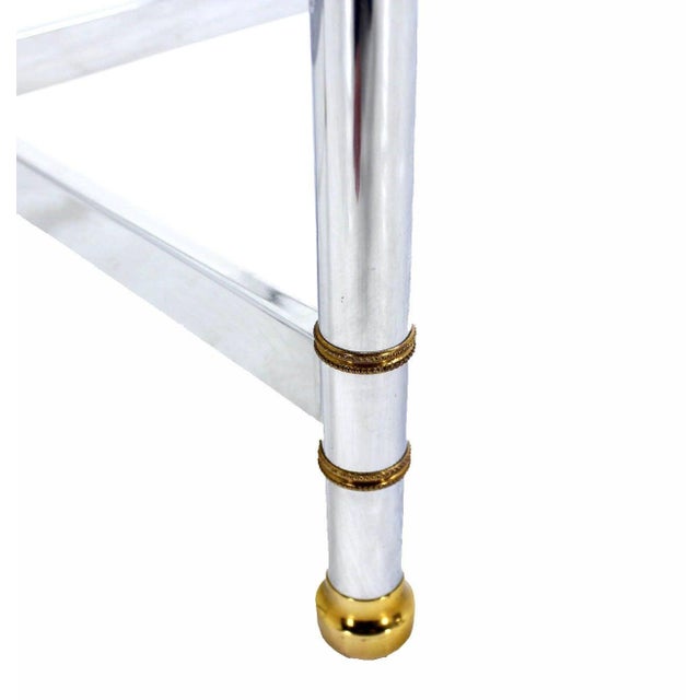 Milo Baughman Pair Mid Century Modern Square Chrome X Base End Side Coffee Tables Stands For Sale - Image 4 of 9