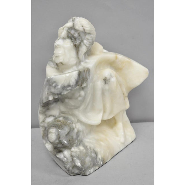 Traditional Vintage Seymour Shuren Modern Carved Alabaster Native American Figure Sculpture For Sale - Image 3 of 17