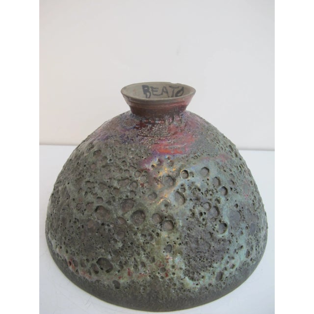 Beatrice Wood Beato Red Volcanic Iridescent Luster Pottery Footed Bowl For Sale - Image 11 of 11