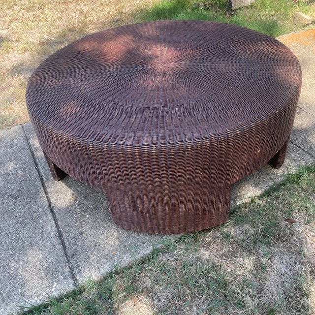 Round Wicker Coffee Table For Sale - Image 11 of 12