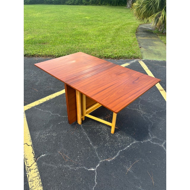 1960s Signed Bruno Mathsson “Maria” Folding Flap Teak Expandable Dining Table, 1960s For Sale - Image 5 of 12