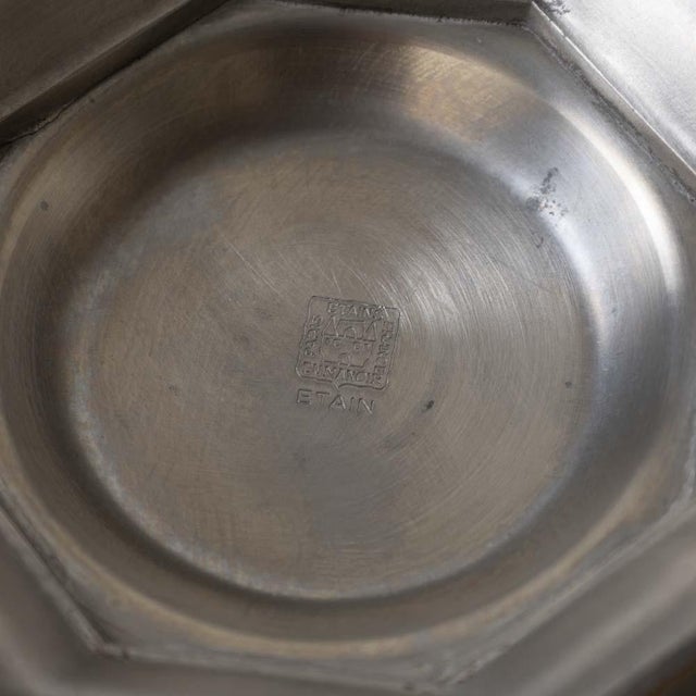 1930s French Art Deco Pewter Octagon Dish For Sale - Image 11 of 12