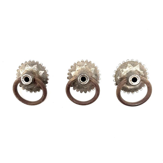 Metal Late 19th Century Sunflower Star Rustic Iron Ring Pull Set of 3 For Sale - Image 7 of 7