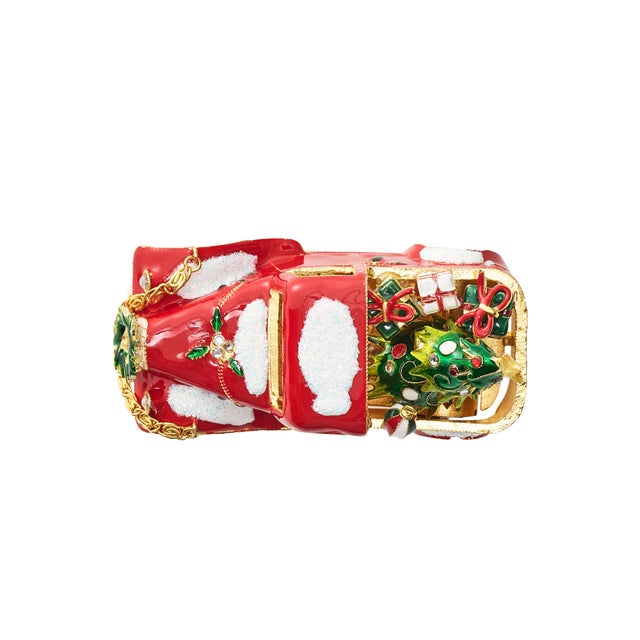 Kim Seybert Xmas Truck Napkin Ring in Red, Green & Gold, Set of 4 in a