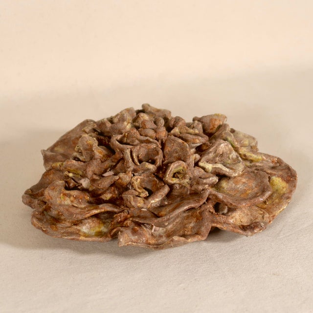 Large Organic Brutalist Studio Pottery Ceramic Flower Wall Sculpture in Earth Tones For Sale - Image 13 of 16