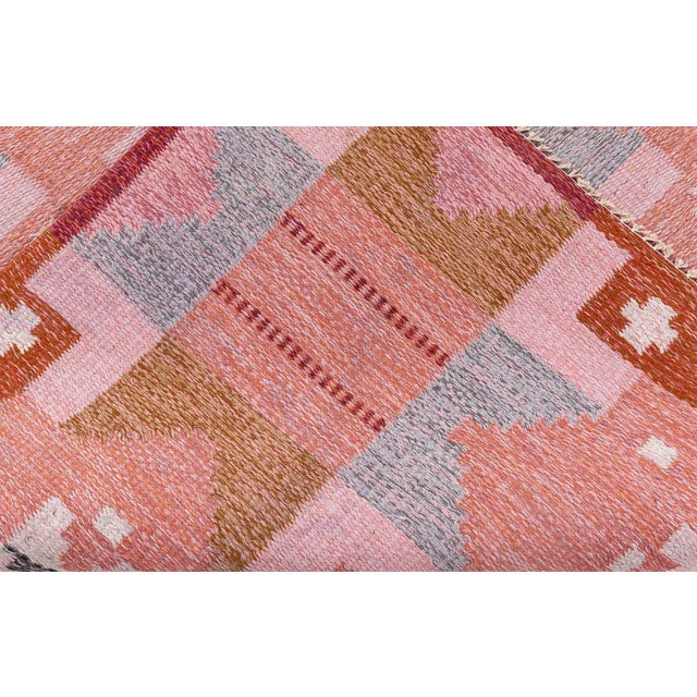 Doris Leslie Blau Swedish Flat Woven Rug by Ingegerd Silow Circa: 1952 Size: 4'6" × 6'8" (137 × 203 cm) Age: Vintage...