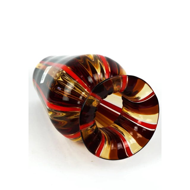 Red & Amber Blown Murano Glass Vase by Urban for Made Murano Glass, 2019 For Sale - Image 3 of 7