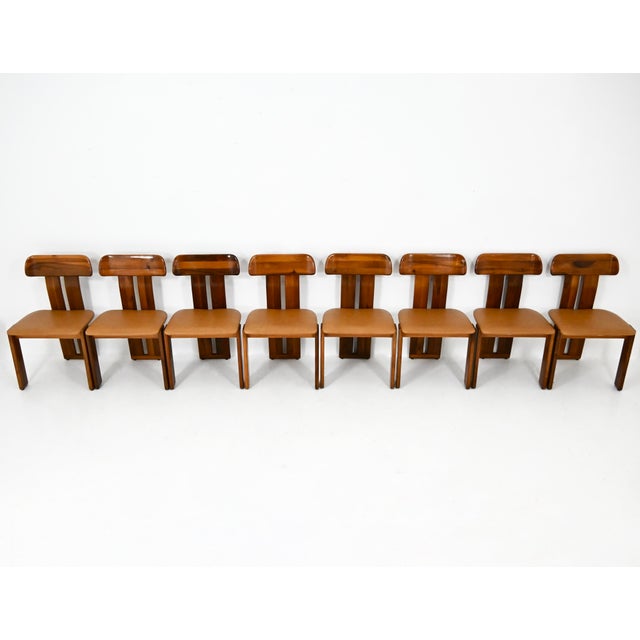 Tan Sapporo Dining Chairs by Mario Marenco for Mobilgirgi, 1970s, Set of 8 For Sale - Image 8 of 11