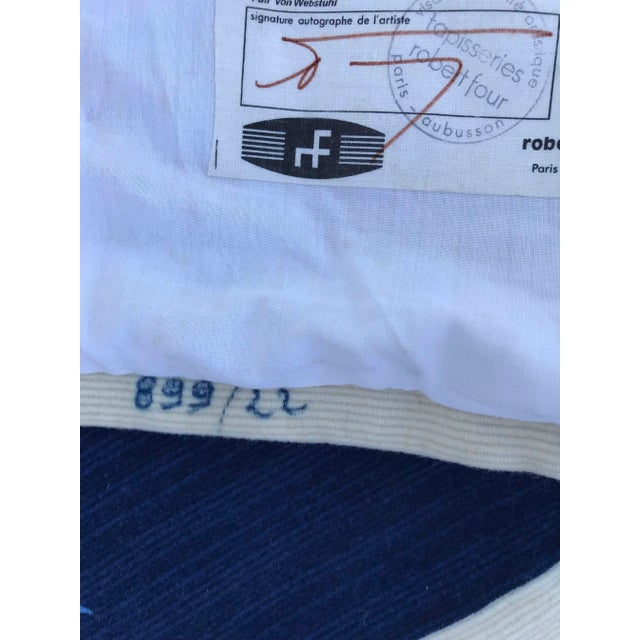 Navy Blue 1960s Vintage Elie Grekoff Tapestry French Mid-Century Modern Cancer For Sale - Image 8 of 12