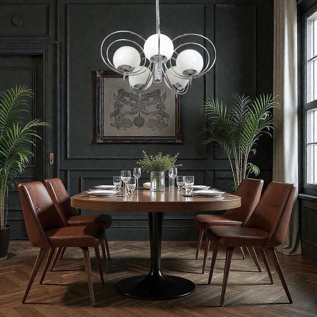 Italian Chrome and Murano Glass Sphere Chandeliers, 1970, Set of 2 For Sale - Image 3 of 15