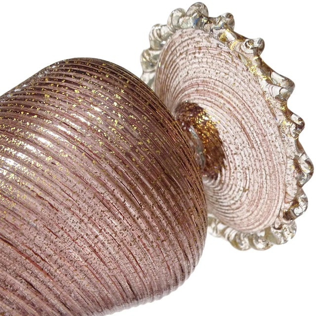 Purple Vintage Murano Barovier Toso Amethyst Gold Flecks Italian Art Deco Glass Footed Flower Vase For Sale - Image 8 of 9