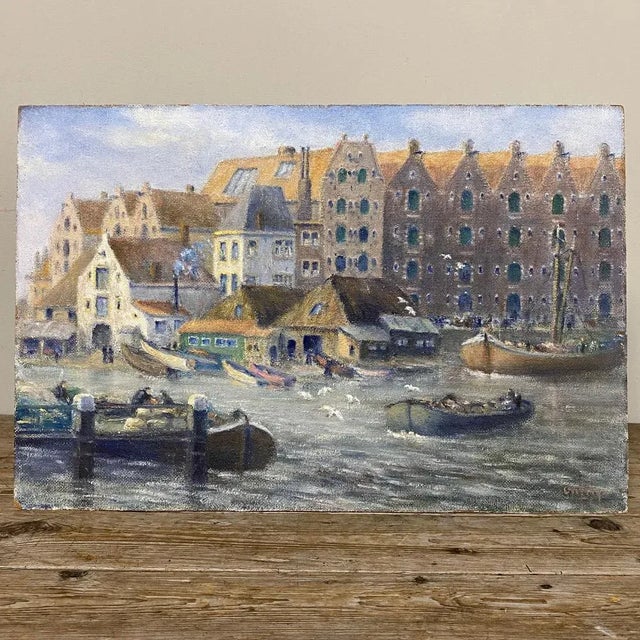 Antique Oil Painting on Board by H. G. Ontrop (1880-1955) is a slightly more impressionistic work than typical for the...