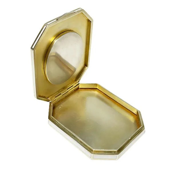 Silver enameled box by Rudolf Steiner, 1899 with a miniature painting. An octagonal Austrian silver white enameled, inside...