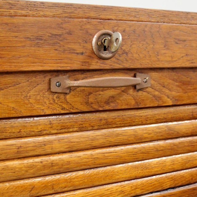 Vintage Filing Cabinet in Oak, 1930s For Sale - Image 10 of 11