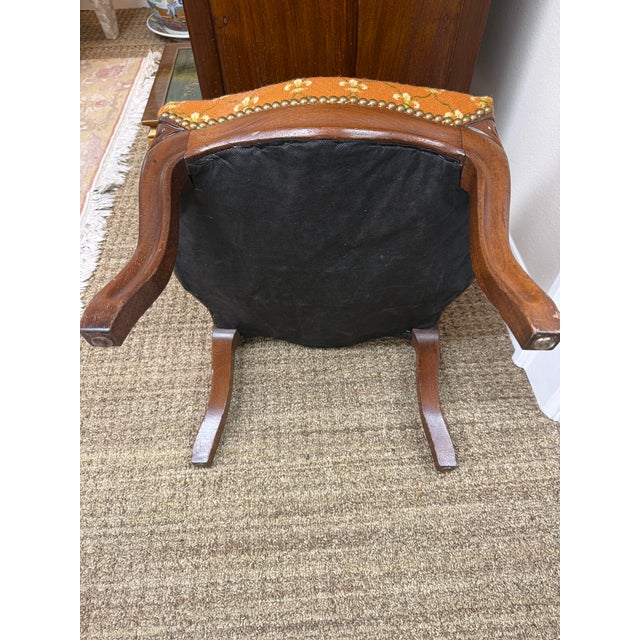 Vintage French Needlepoint Foot Stool, 1970’s For Sale - Image 4 of 6