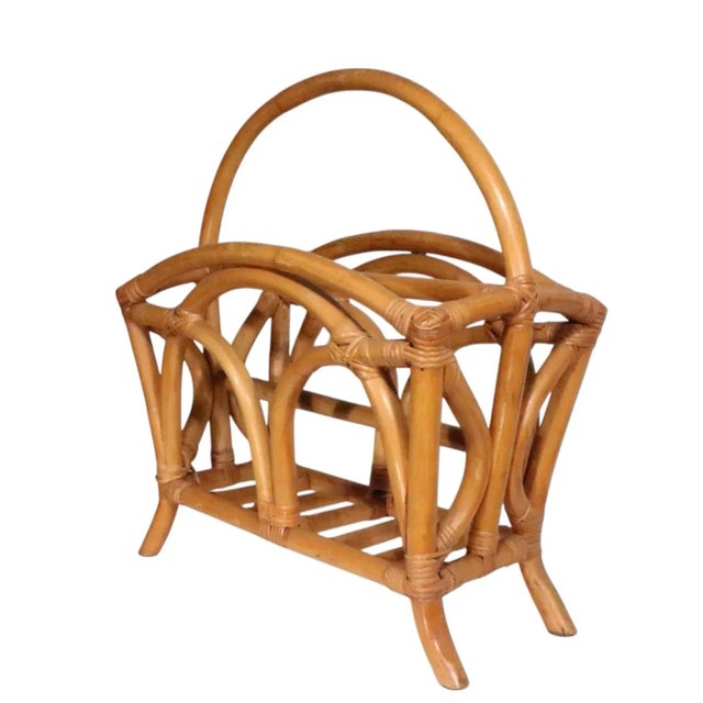 Wood Mid 20th Century Bamboo Magazine Rack For Sale - Image 7 of 10