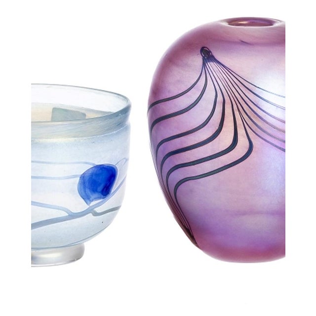 Glass Crystal and Glass Cachepot Jars and Bottle by John Ditchfield for Kosta Boda and Isle of Wight Glass, Set of 4 For Sale - Image 7 of 8