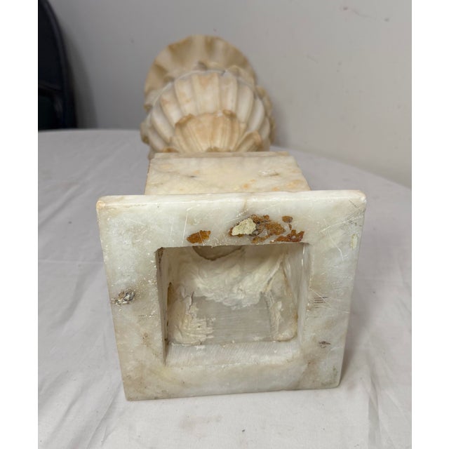 Huge Antique 1800's Hand Carved Alabaster Stone Marble Urn Flower Vase Sculpture For Sale - Image 15 of 15