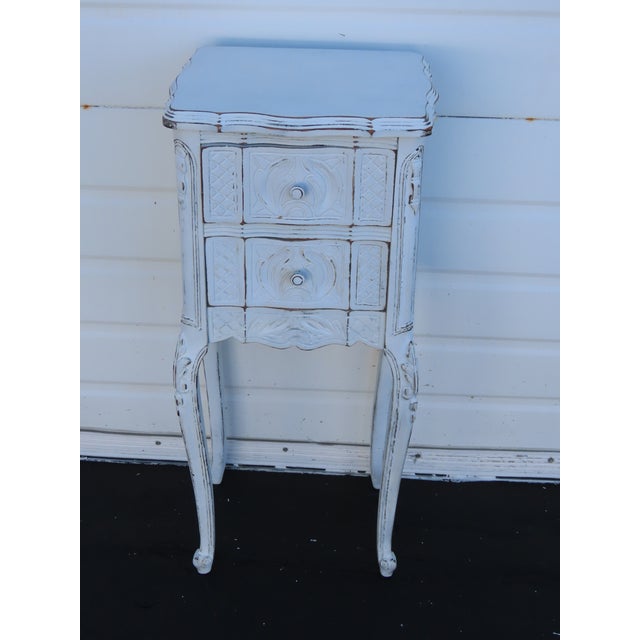French Early 1900s Shabby Chic Distressed Painted Nightstand Side End Table 6401 For Sale - Image 9 of 11