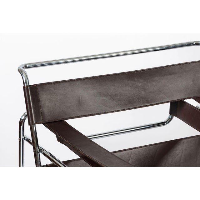 Mid Century Dark Brown Leather Wassily Arm Chairs by Marcel Breuer for Knoll, Signed, 1960s For Sale - Image 10 of 13