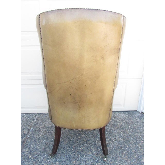 Antique English George LLL Leather Wingback Armchair For Sale - Image 15 of 18