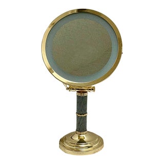 Vintage Large Brass Lighted Halo Vanity Mirror For Sale